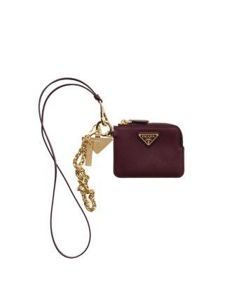 Saffiano Leather Card Holder with Shoulder Strap by PRADA