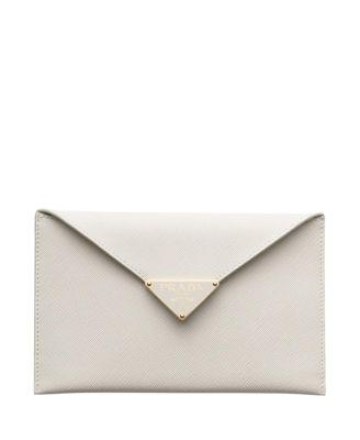 Saffiano Leather Envelope Clutch by PRADA