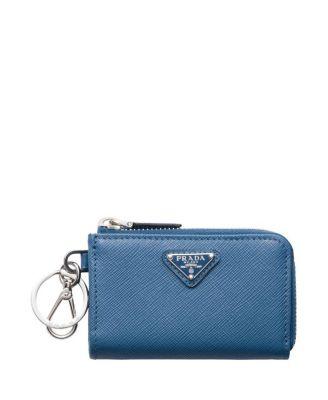 Saffiano Leather Mini Pouch With Keychain by PRADA