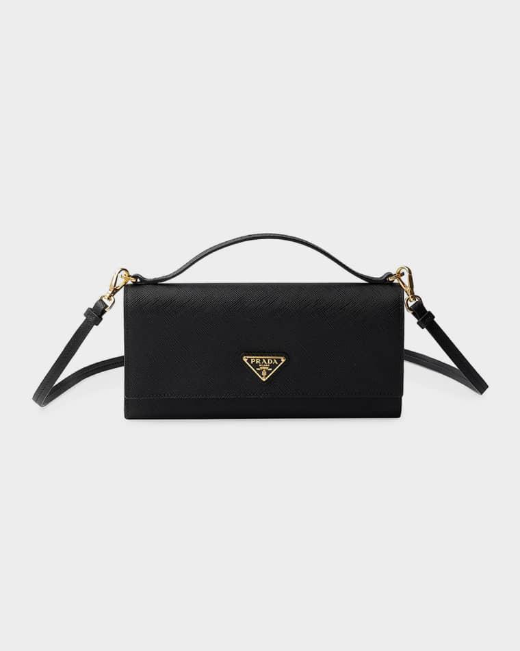 Saffiano Leather Wallet with Shoulder Strap by PRADA