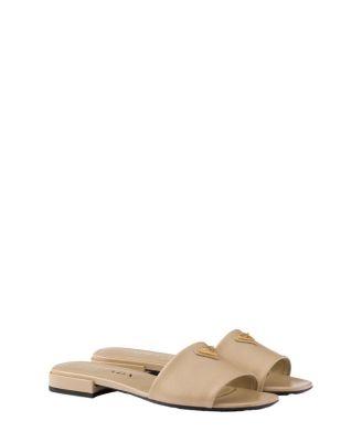 Saffiano Patent Leather Slides by PRADA