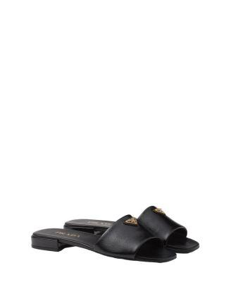 Saffiano Patent Leather Slides by PRADA