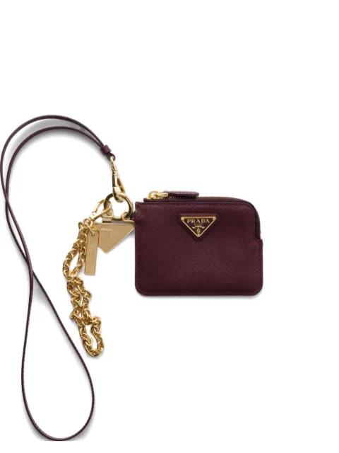 Saffiano leather card holder with shoulder strap by PRADA