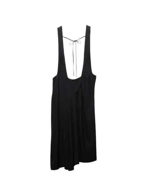 Satin sablé dress with suspenders by PRADA