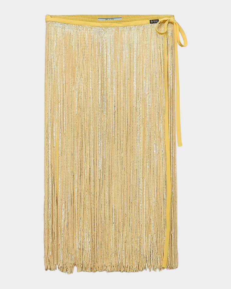 Sequined Fringe Wrap Skirt by PRADA