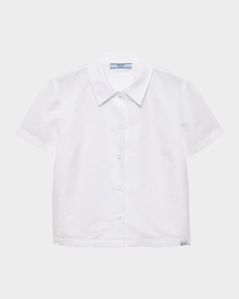 Short-Sleeve Linen Muslin Shirt by PRADA