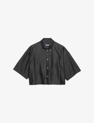 Short-Sleeved Flared Chambray Shirt by PRADA