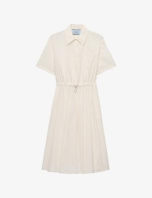 Short-Sleeved Technical Cotton-Blend Midi Shirt Dress by PRADA