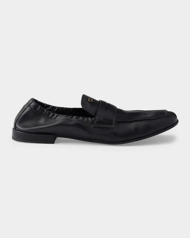 Shuffle Antiqued Leather Loafers by PRADA