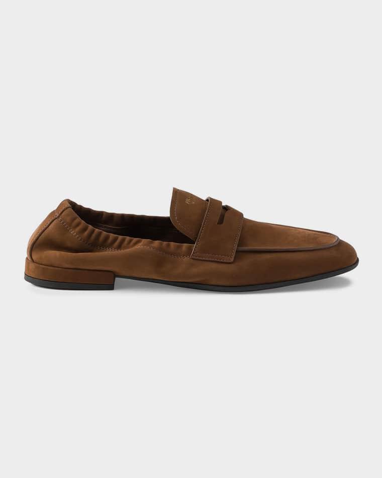 Shuffle Nubuck Leather Loafers by PRADA Shuffle Nubuck Leather Loafers by PRADA