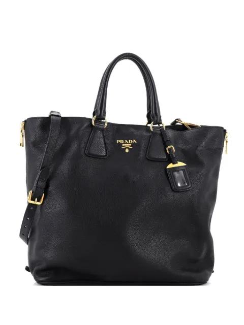 Side Zip Convertible Vitello Daino Large tote bag by PRADA 