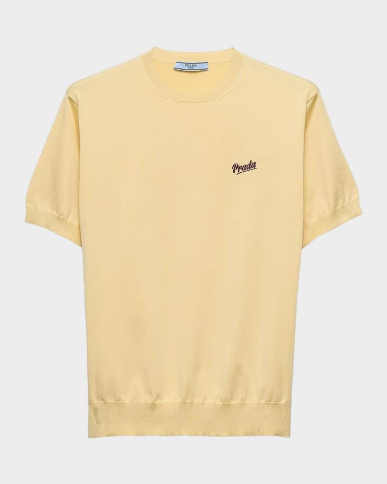 Silk Crewneck Short-Sleeve Sweater by PRADA