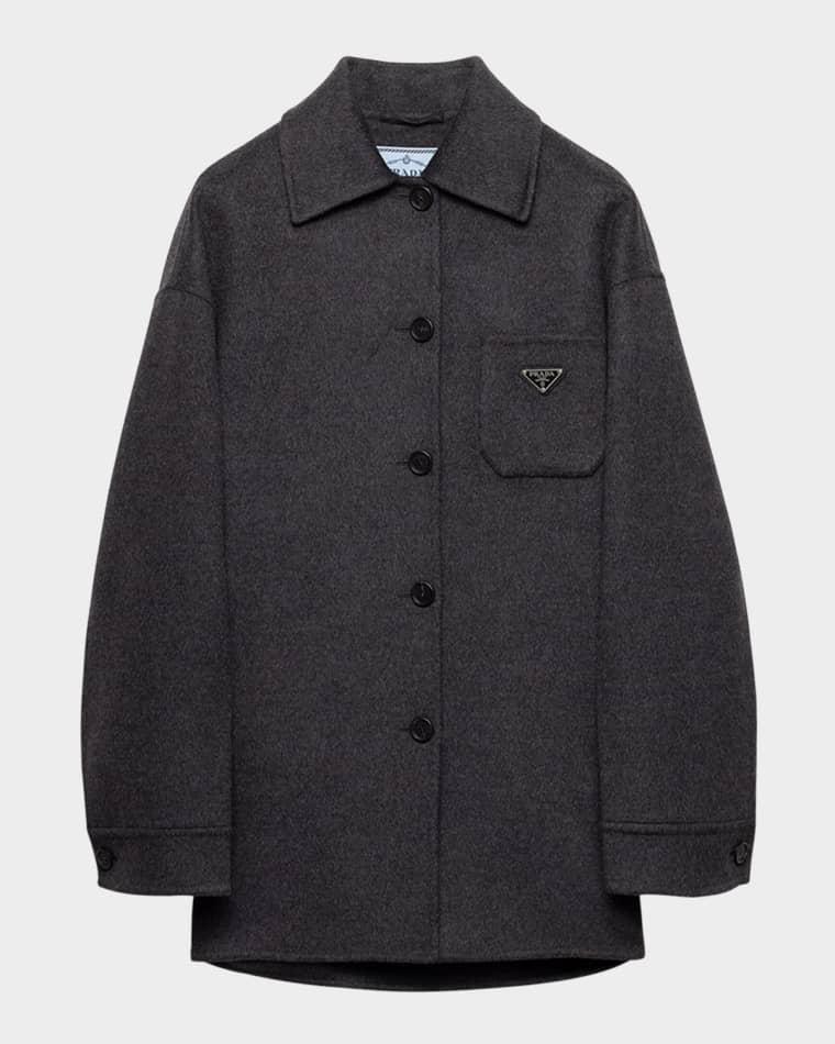 Single-Breasted Double Cashwool Caban Jacket by PRADA