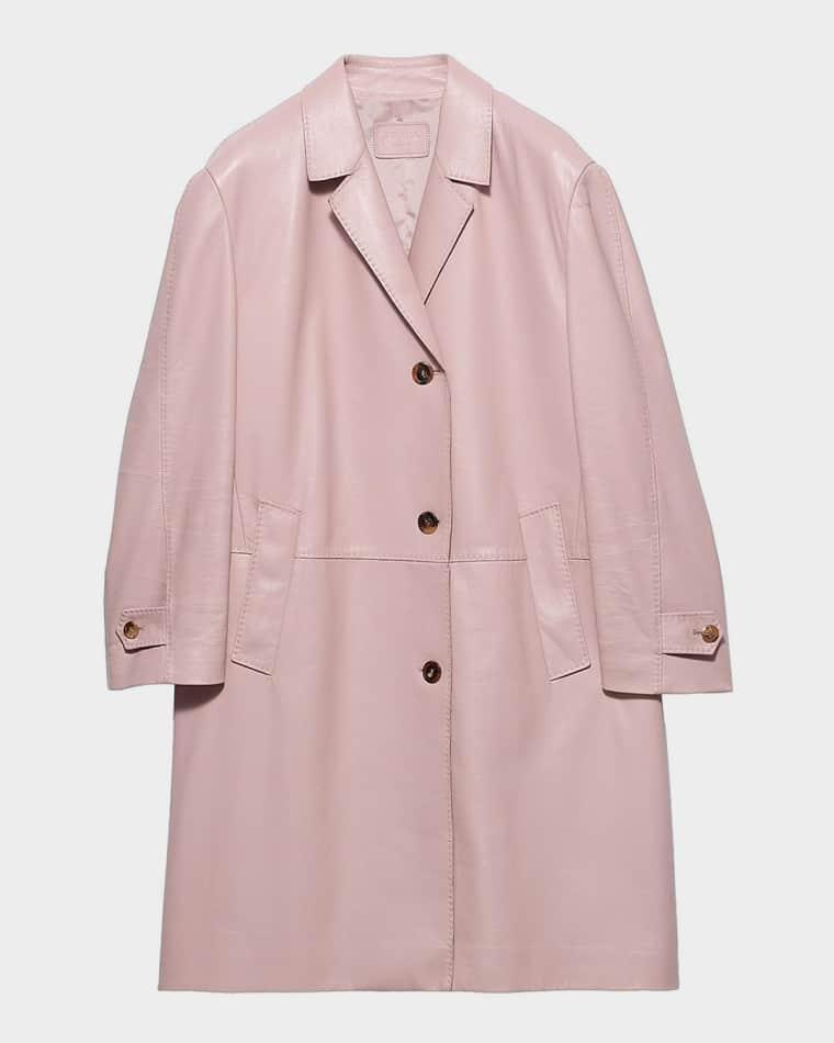 Single-Breasted Leather Coat by PRADA