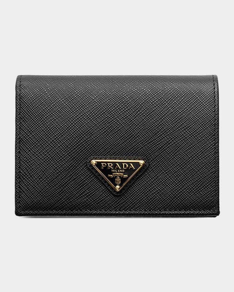 Small Saffiano Leather Lips-Print Wallet by PRADA