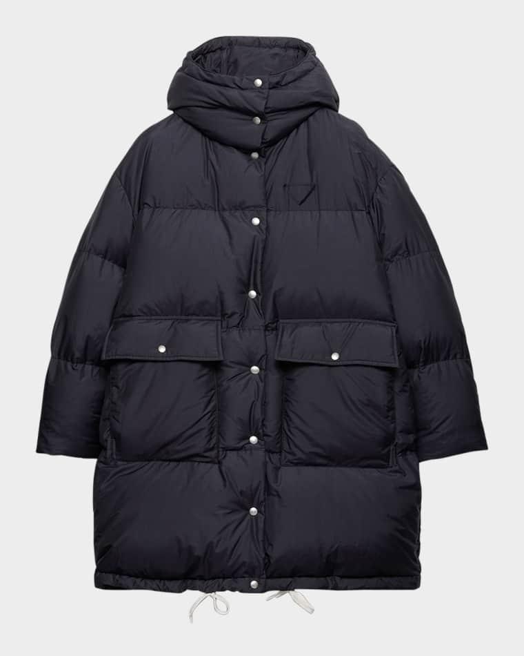 Soft Canvas Oversized Down Parka Jacket by PRADA