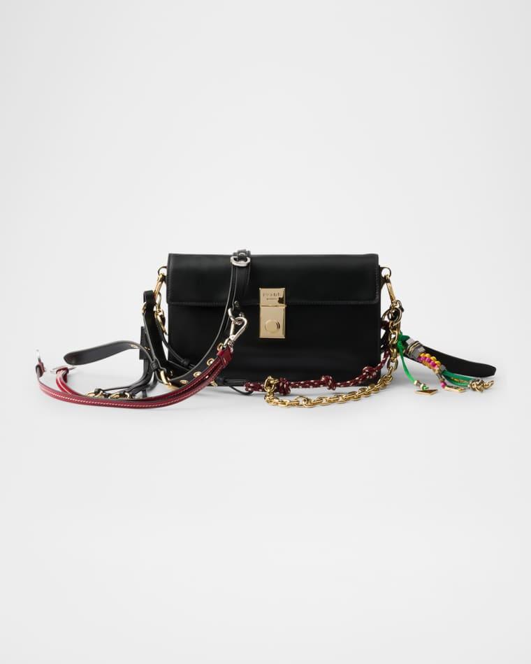 Soft Sound Small Leather Shoulder Bag with Charms by PRADA