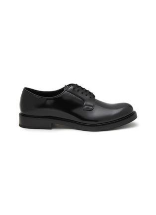 Spazzolato Brushed Leather Derby Shoes by PRADA