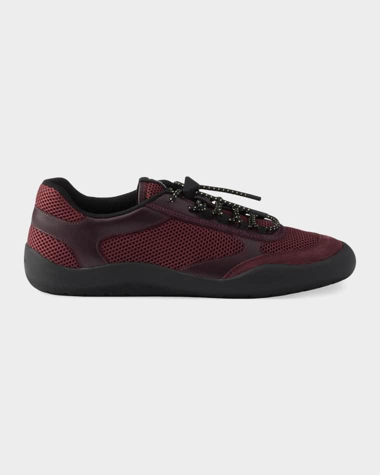 Speedrock Leather & Mesh Low-Top Sneakers by PRADA
