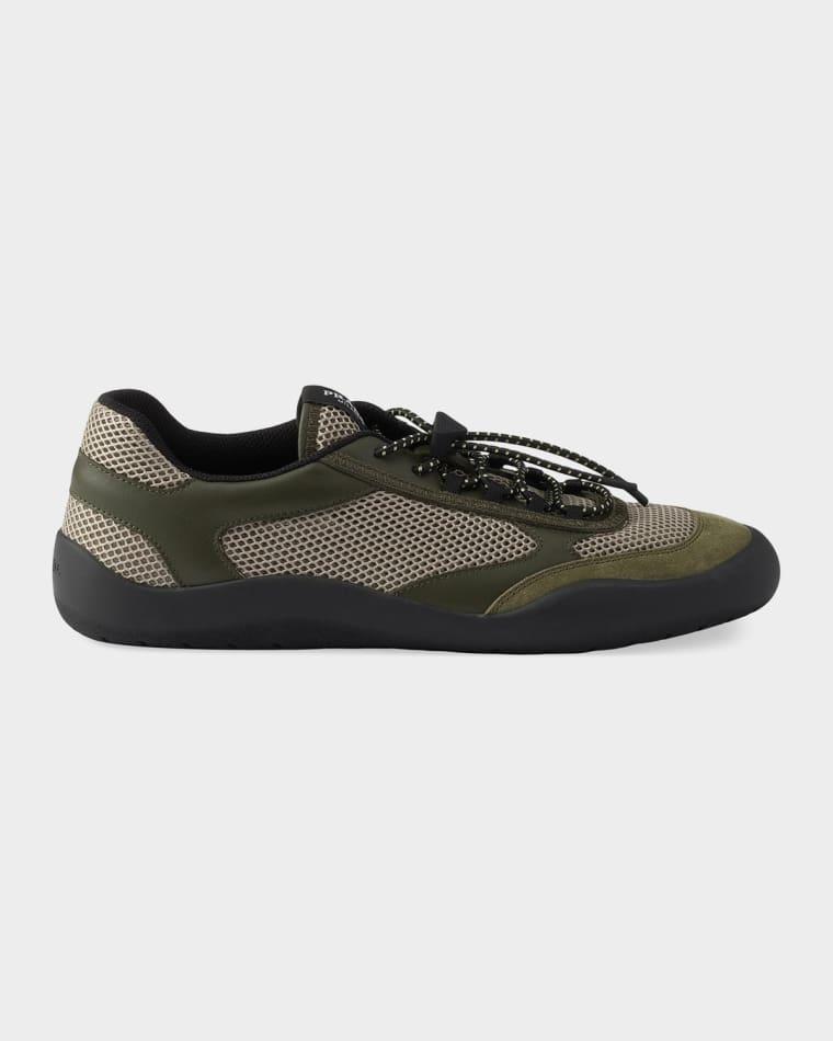 Speedrock Leather & Mesh Low-Top Sneakers by PRADA