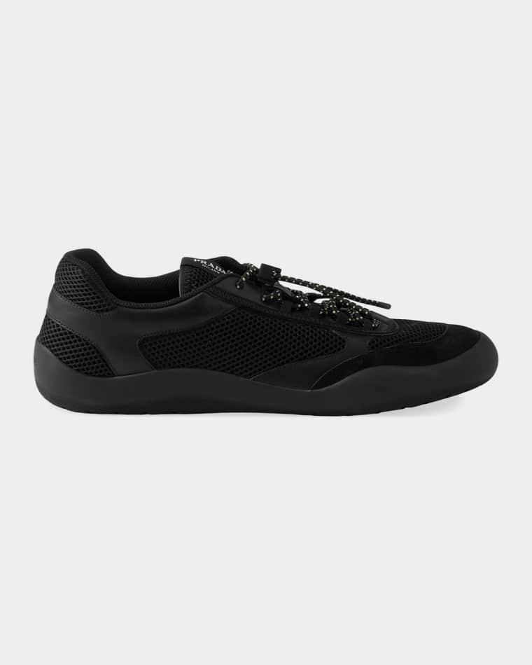 Speedrock Leather & Mesh Low-Top Sneakers by PRADA