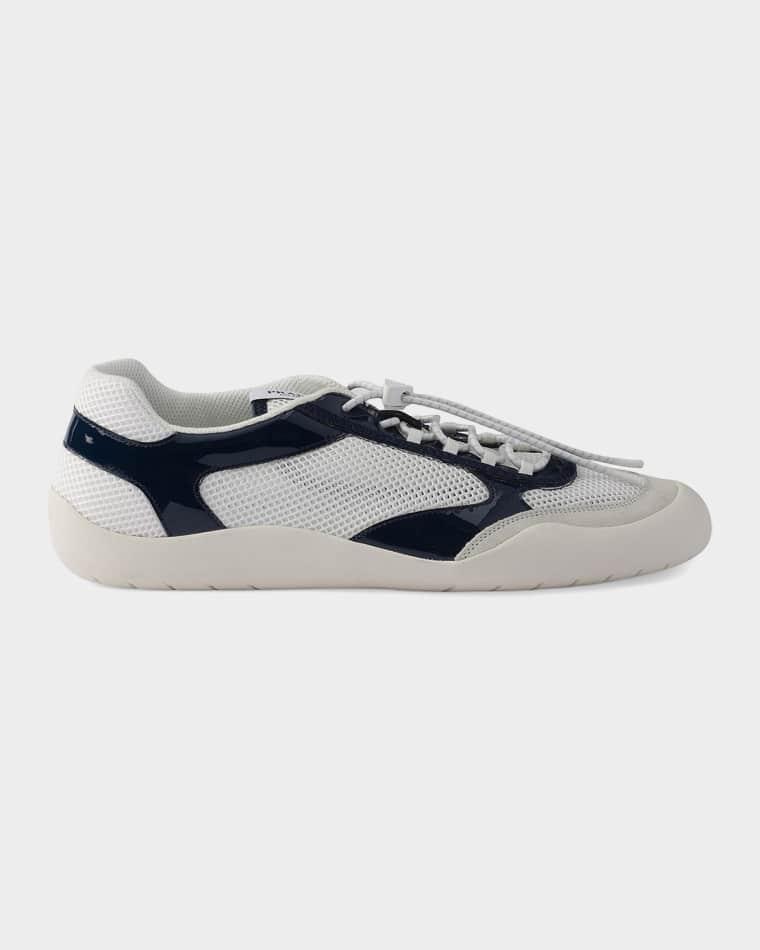 Speedrock Patent Leather and Mesh Fabric Sneakers by PRADA