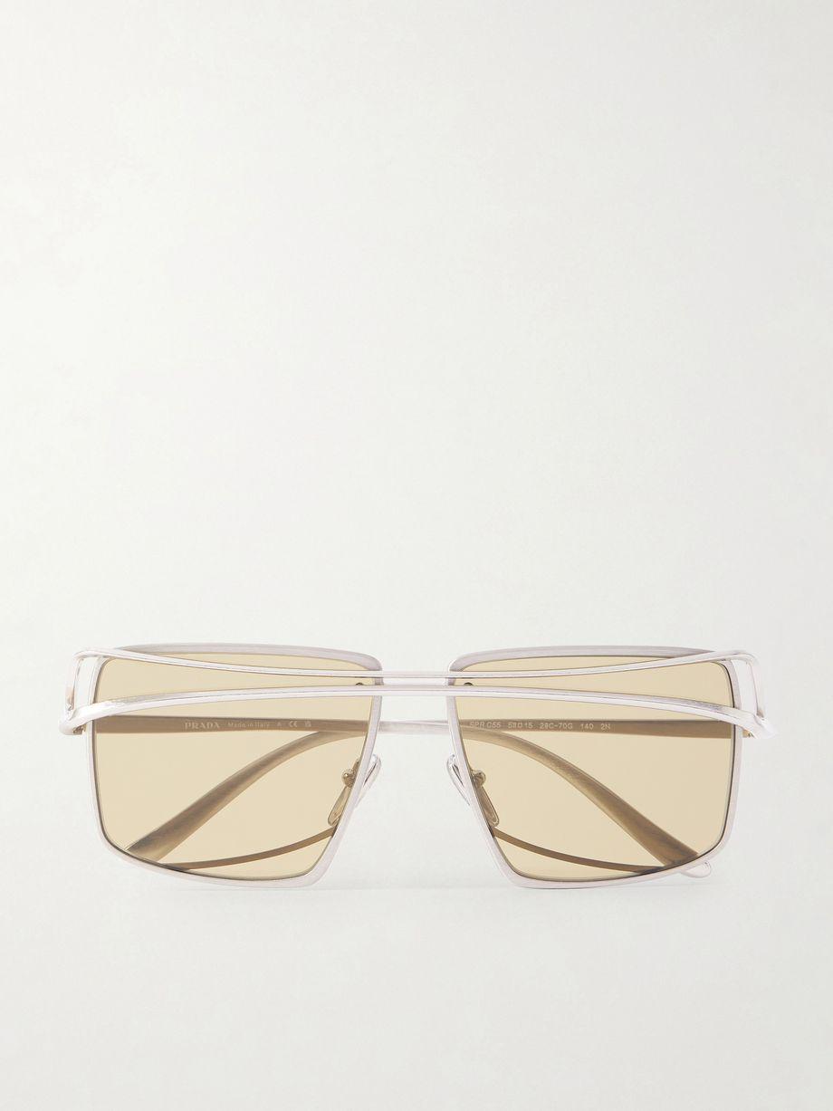 Square-frame silver-tone sunglasses by PRADA