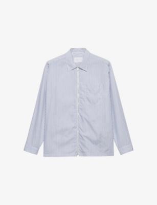 Stripe-Print Zipper Cotton Shirt by PRADA