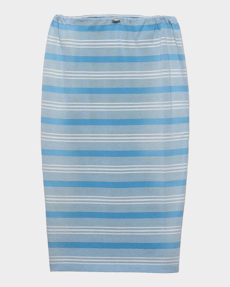 Striped Cotton Pique Midi Pencil Skirt by PRADA