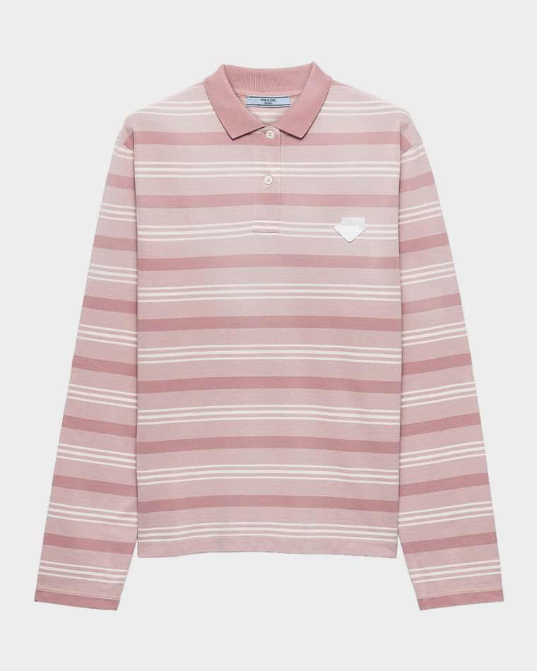 Striped Cotton Pique Polo Shirt by PRADA