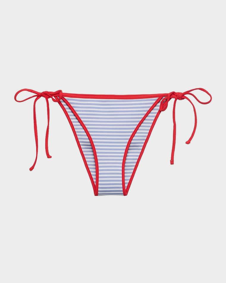 Striped Jersey Side-Tie Bikini Bottom by PRADA
