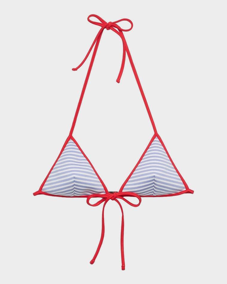 Striped Jersey Triangle Bikini Top by PRADA