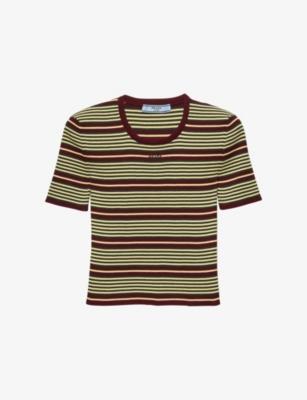 Striped Short-Sleeve Cotton T-Shirt by PRADA