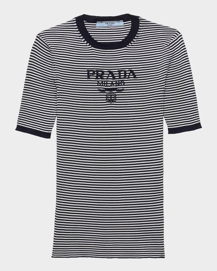 Striped Silk Crew-Neck Sweater by PRADA