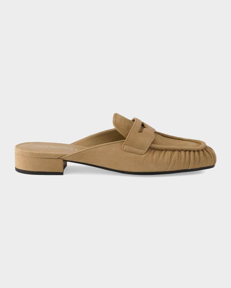 Suede Moc-Toe Mules by PRADA