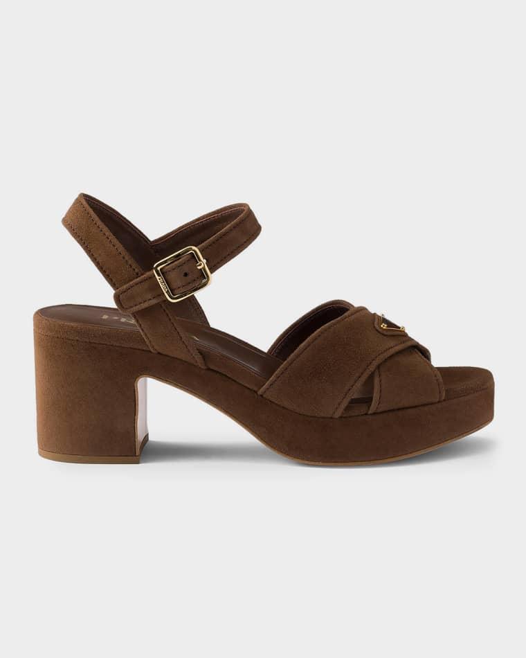 Suede Platform Sandals by PRADA
