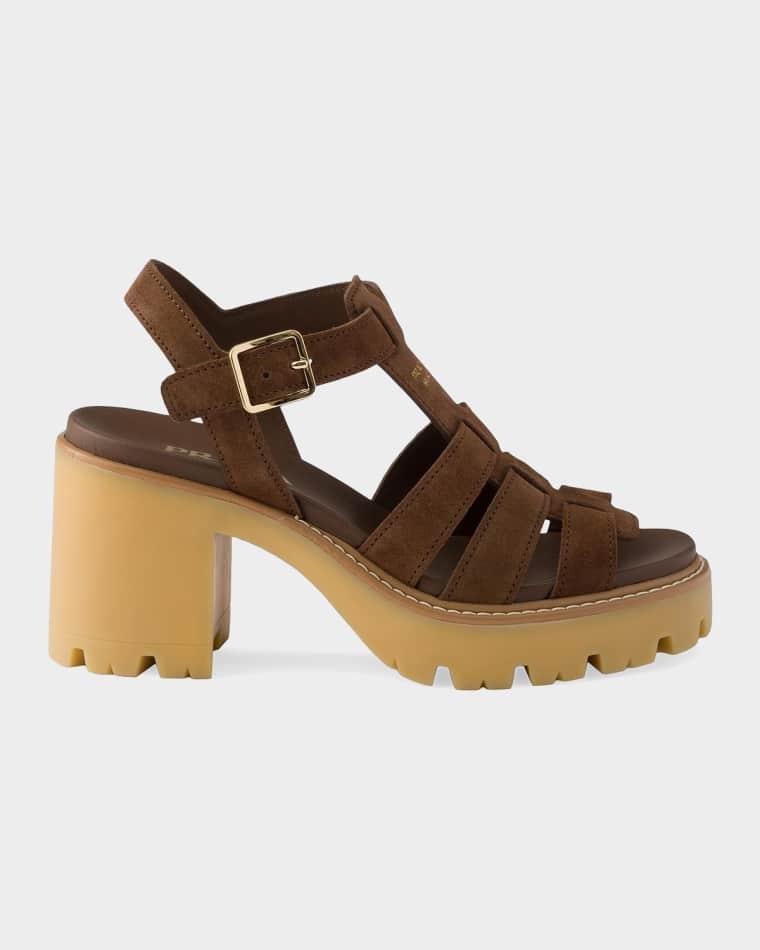 Suede Platform Sandals by PRADA