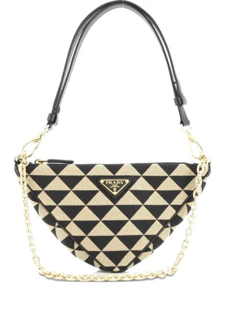 Symbole Triangle Bag Leather and Jacquard Mini shoulder bag by PRADA Symbole Triangle Bag Leather and Jacquard Mini shoulder bag by PRADA