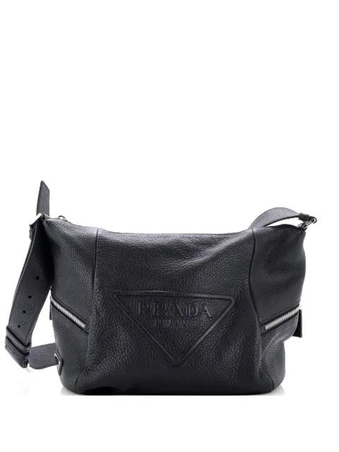 Triangle Logo Embossed Side Zip Vitello Daino shoulder bag by PRADA 