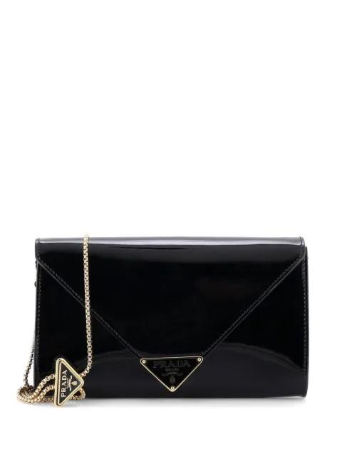 Triangle Logo Envelope Chain Patent Mini clutch bag by PRADA 