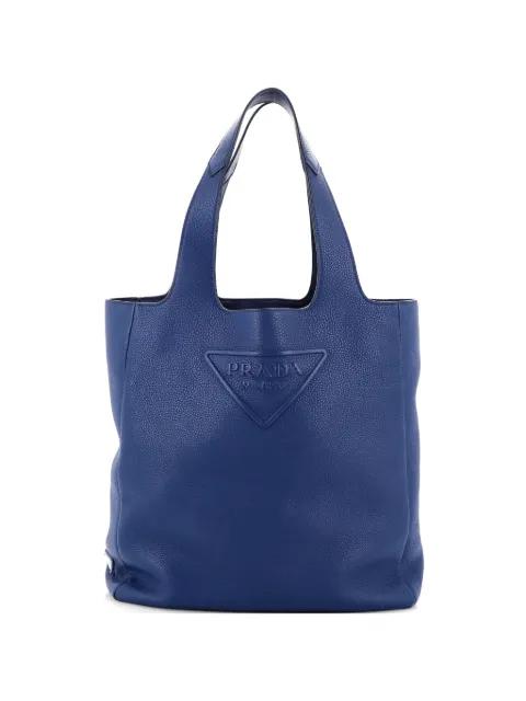 Triangle Logo Open Leather Large tote bag by PRADA 