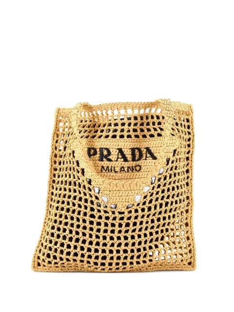 Triangle Logo Open Raffia tote bag by PRADA 