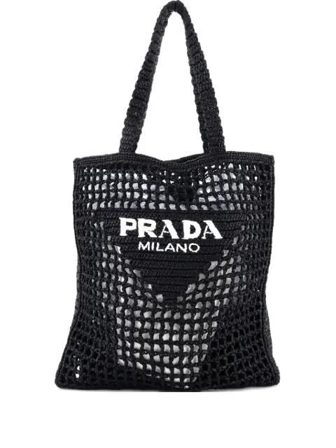 Triangle Logo Open Raffia tote bag by PRADA Triangle Logo Open Raffia tote bag by PRADA