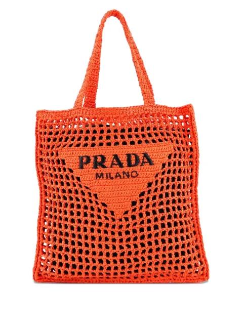 Triangle Logo Open Raffia tote bag by PRADA Triangle Logo Open Raffia tote bag by PRADA