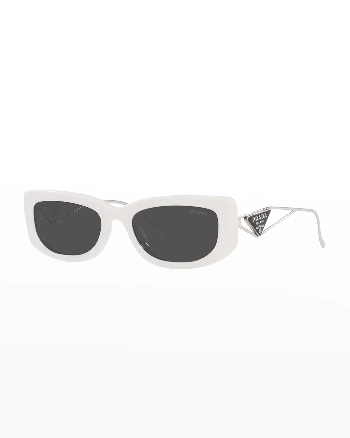 Triangle Logo Rectangle Acetate & Metal Sunglasses by PRADA