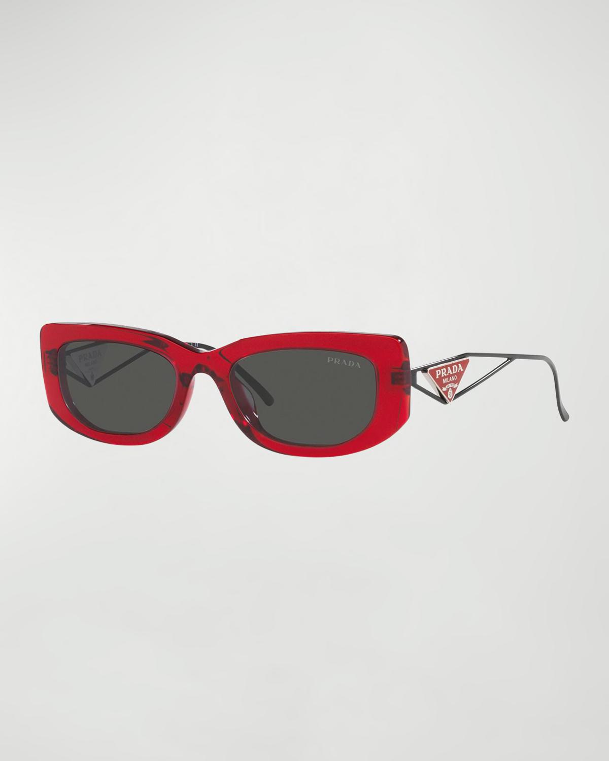 Triangle Logo Rectangle Acetate & Metal Sunglasses by PRADA
