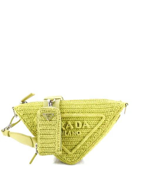 Triangle Logo Zip Crochet Raffia Small crossbody bag by PRADA Triangle Logo Zip Crochet Raffia Small crossbody bag by PRADA
