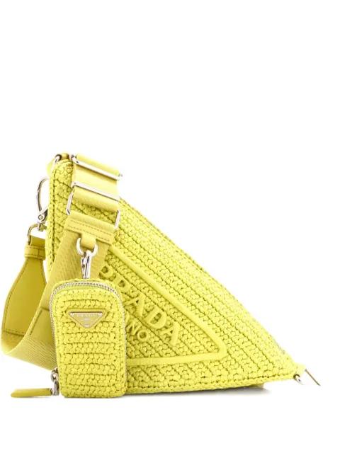 Triangle Logo Zip Crochet Raffia Small crossbody bag by PRADA Triangle Logo Zip Crochet Raffia Small crossbody bag by PRADA