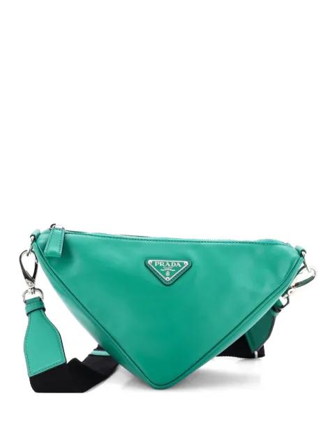 Triangle Logo Zip Soft Leather Small crossbody bag by PRADA 