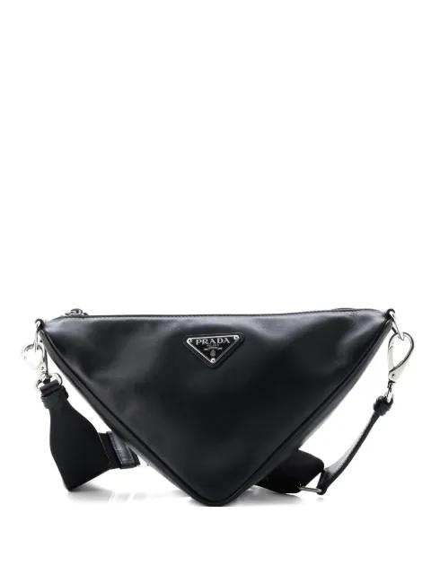 Triangle Logo Zip Soft Leather Small crossbody bag by PRADA Triangle Logo Zip Soft Leather Small crossbody bag by PRADA